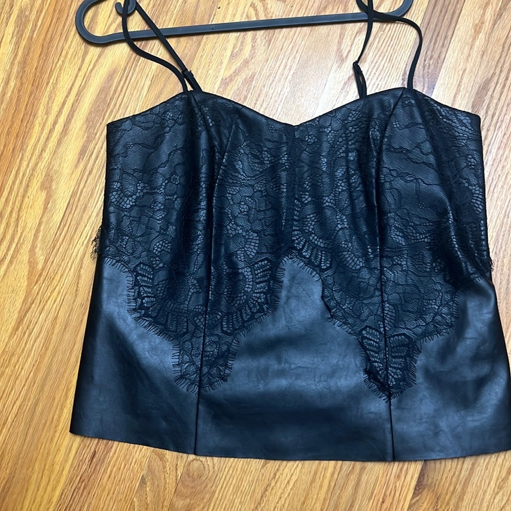 NWT express faux leather/lace tank